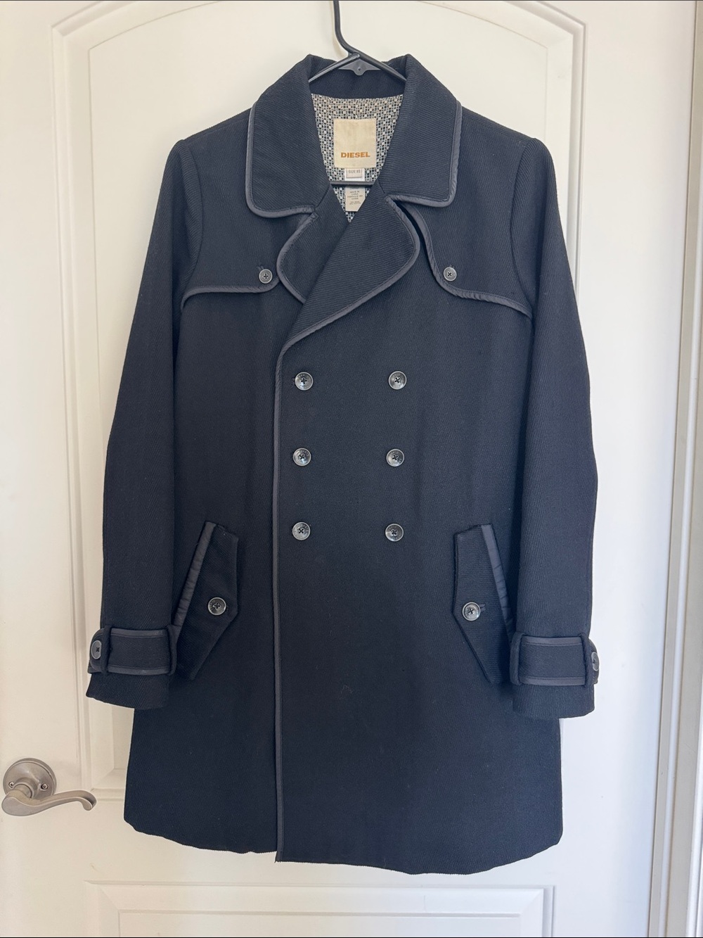 Diesel Wool Black Women's Belted Trench Coat